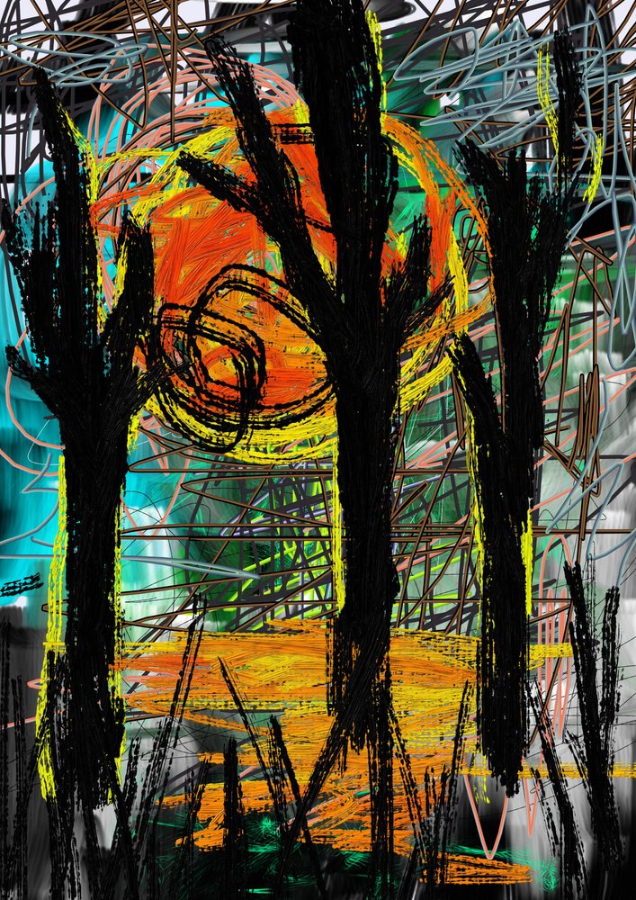 Abstract Forest Glow by Lembayung senja studio [Vintage Poster]