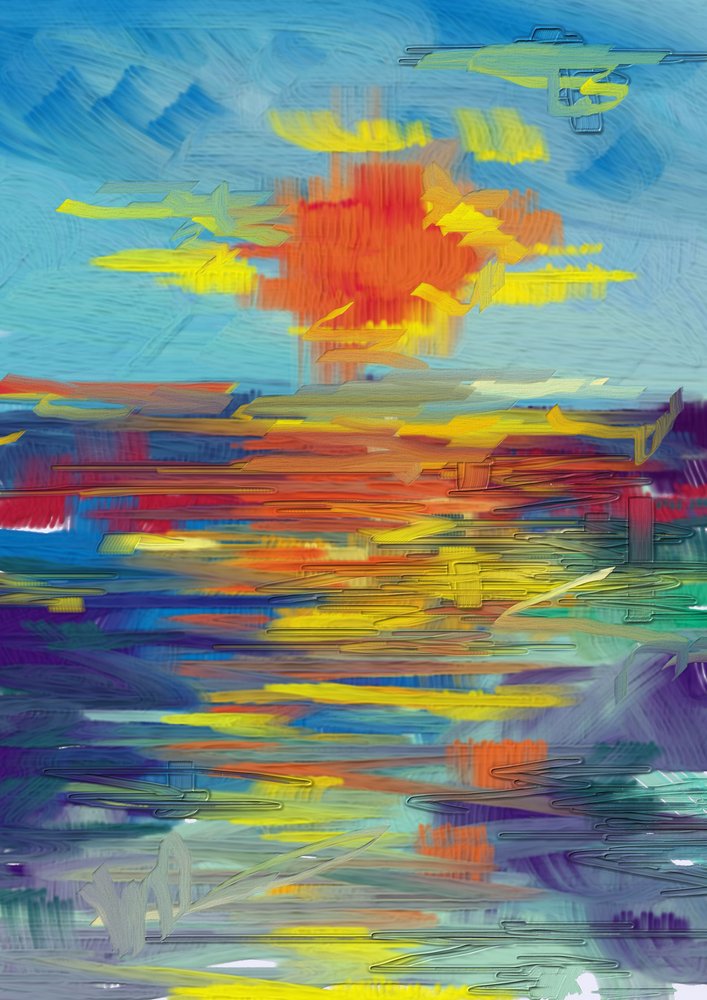 Abstract Sunset Vehicle by Lembayung senja studio [Vintage Poster]