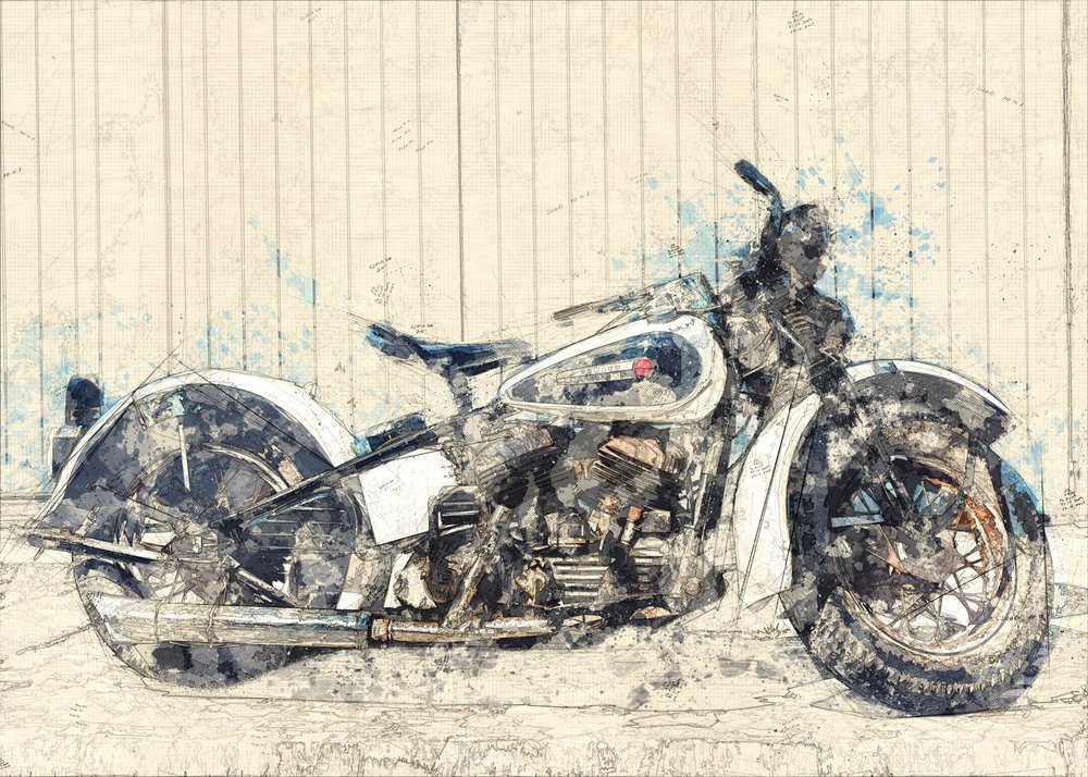 Classic Motorcycle Art by Lembayung senja studio [Vintage Poster]
