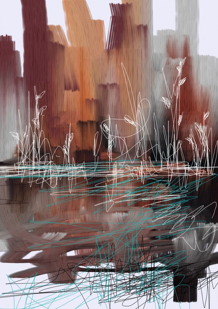 Earthy Reeds Reflections by Lembayung senja studio [Vintage Poster]