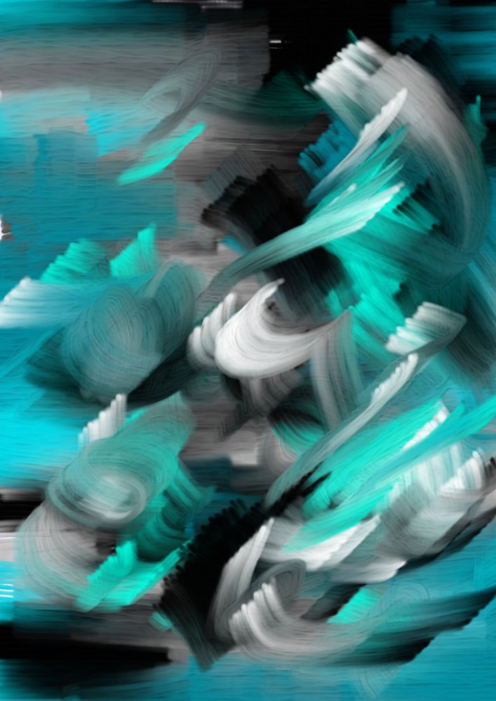 Fluid Teal Motion by Lembayung senja studio [Vintage Poster]