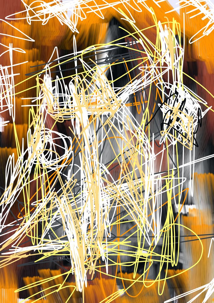 Vibrant Scribbled Movement by Lembayung senja studio [Vintage Poster]
