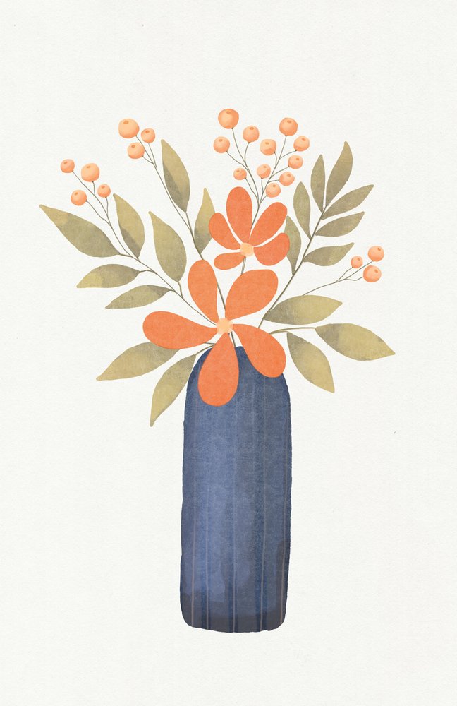Orange Floral Bouquet by Lena Refur