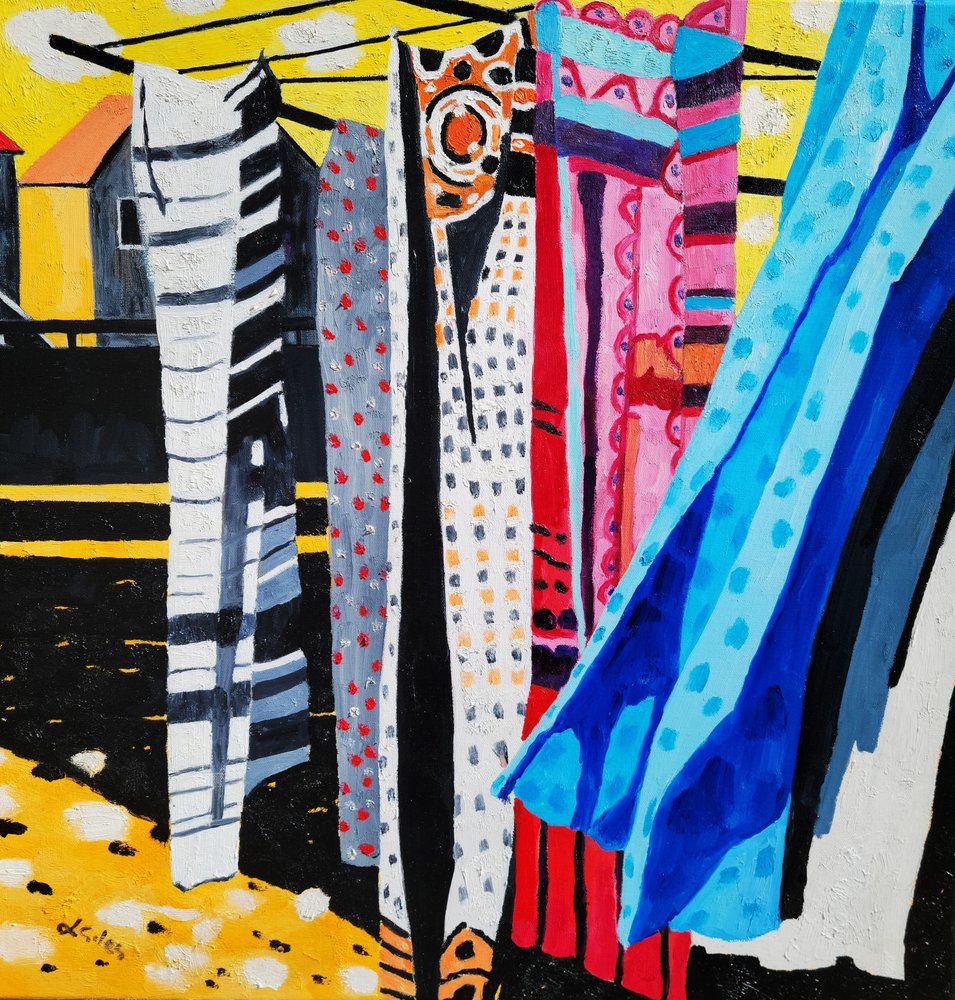 Colorful Laundry Day by Lesley Giles