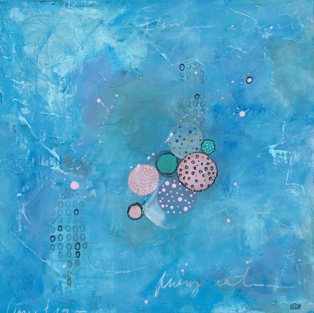Modern Aqua Circles by Lillian Christiansson