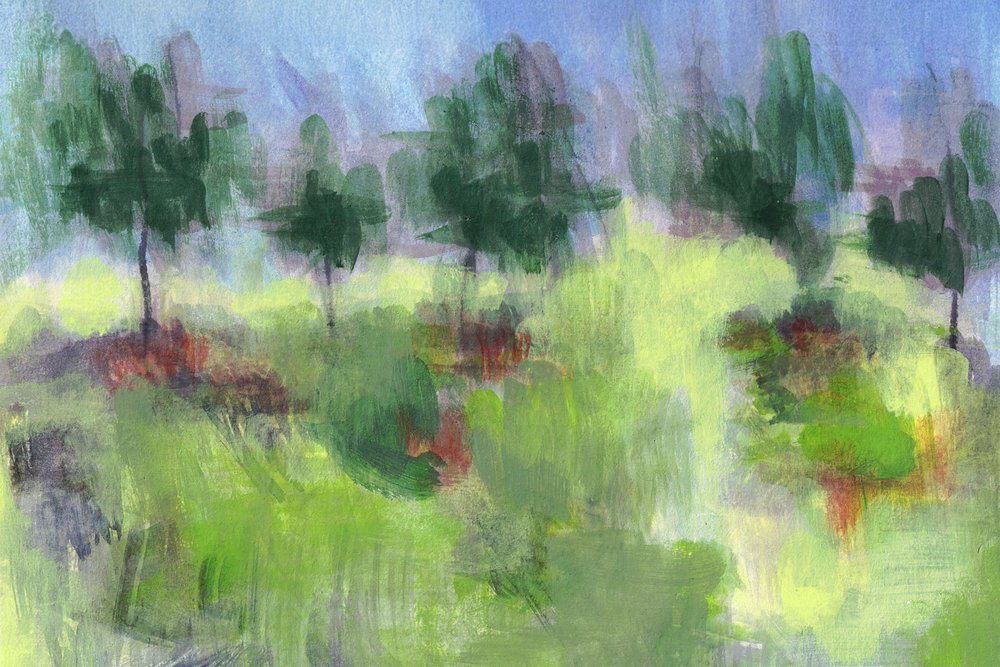 Impressionist Green Trees by Lori Ann Folz