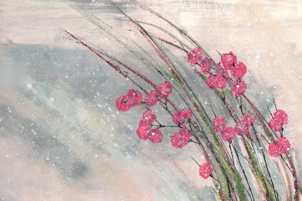 Snowy Pink Berries by Lori Ann Folz