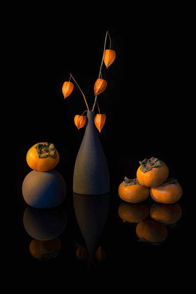 Autumn Lanterns And Persimmons by Lydia Jacobs