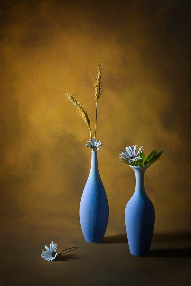 Blue Vases Still Life by Lydia Jacobs