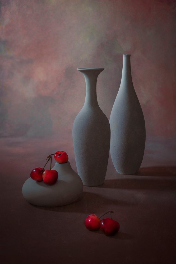 Elegant Cherry Still Life by Lydia Jacobs