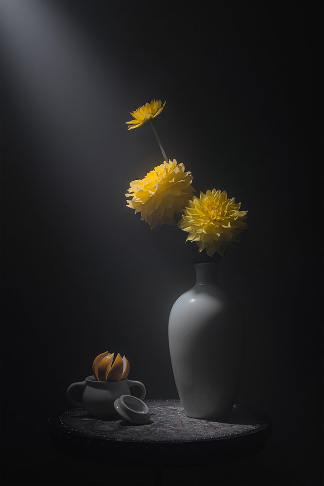 Golden Blooms Still Life by Lydia Jacobs