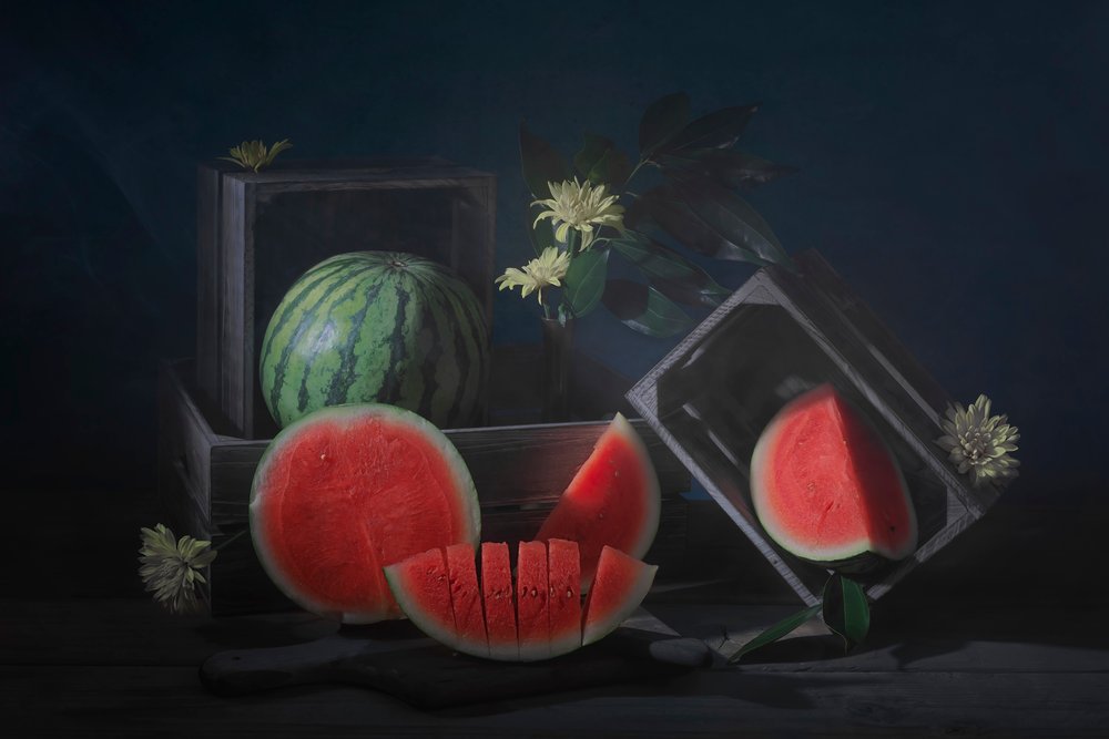 Moody Watermelon Still Life by Lydia Jacobs