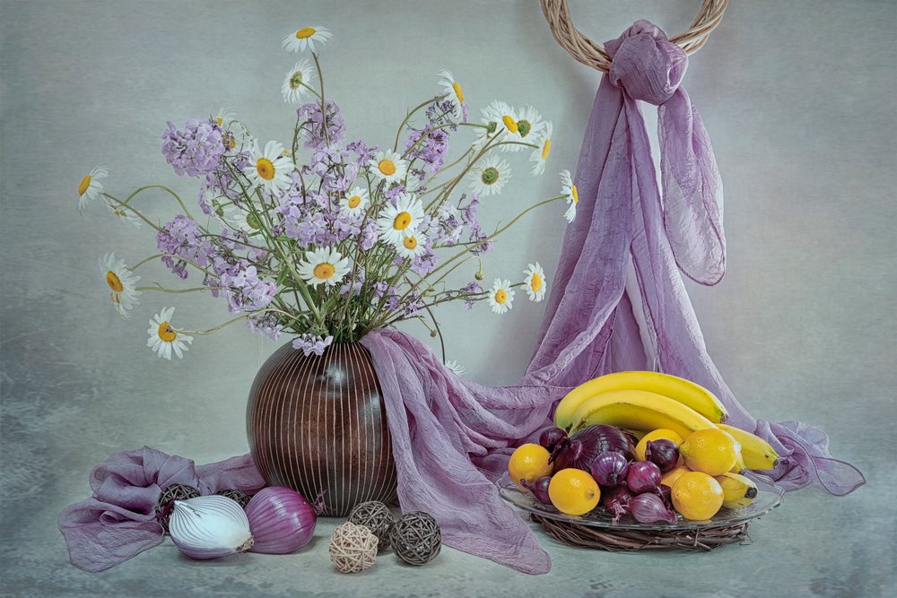 Purple Floral Still Life by Lydia Jacobs