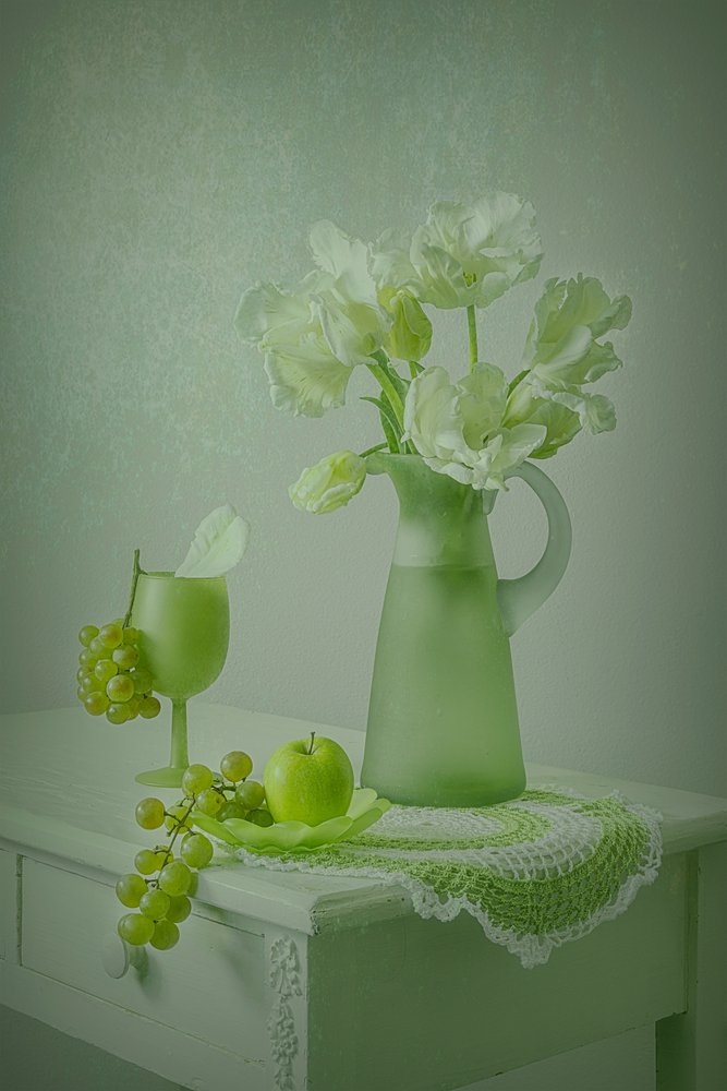 Soft Green Still Life by Lydia Jacobs