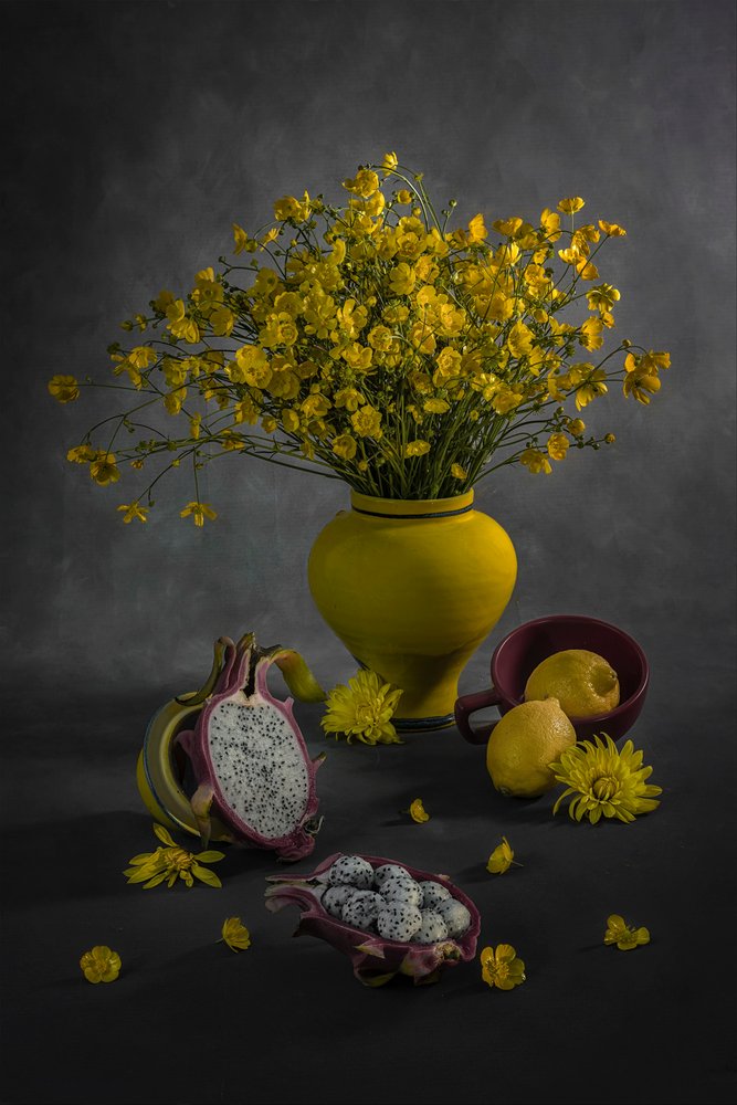 Yellow Floral and Fruit by Lydia Jacobs