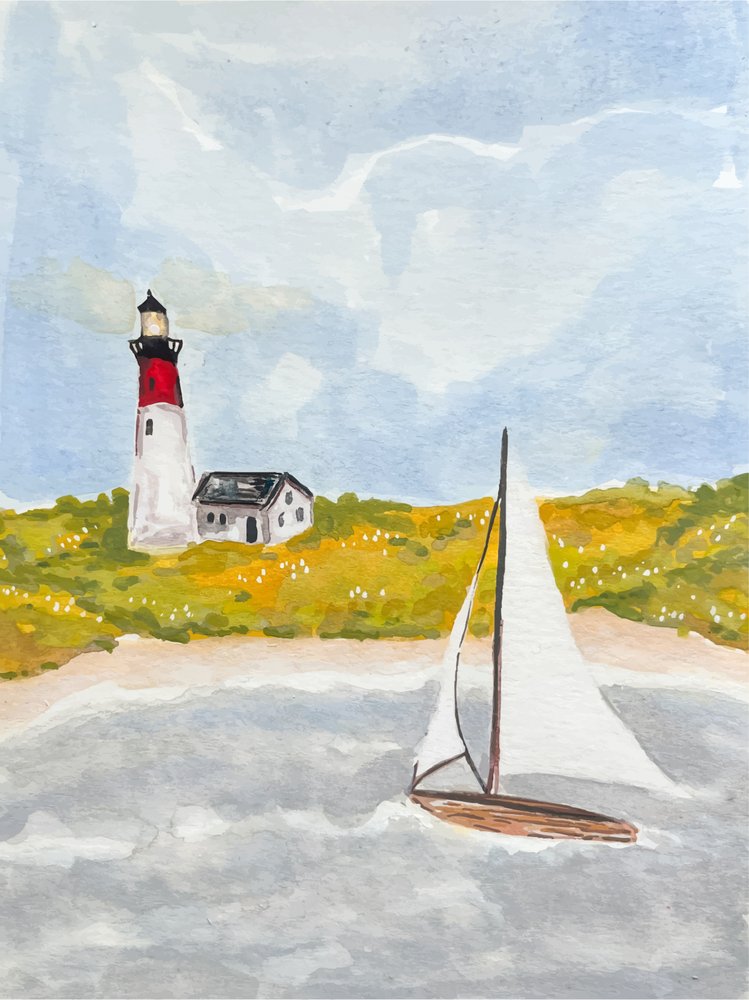 Coastal Lighthouse Sailboat by Madison Phipps
