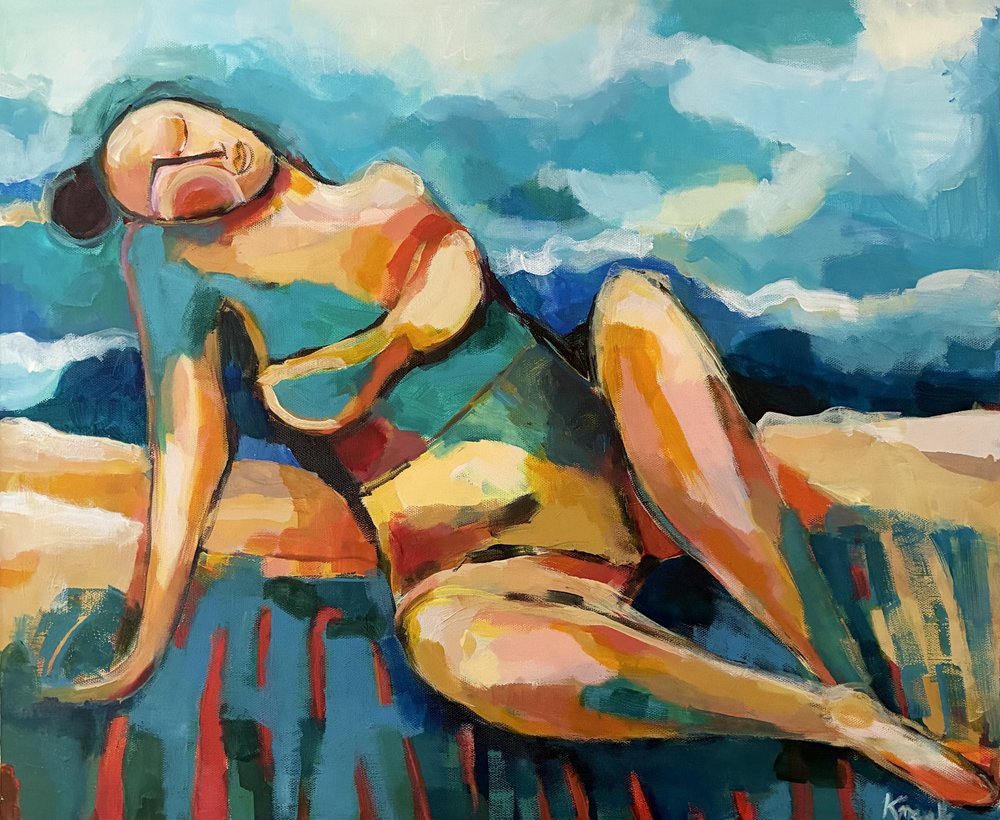 Abstract Woman Sunbathing by Magdalena  Krzak