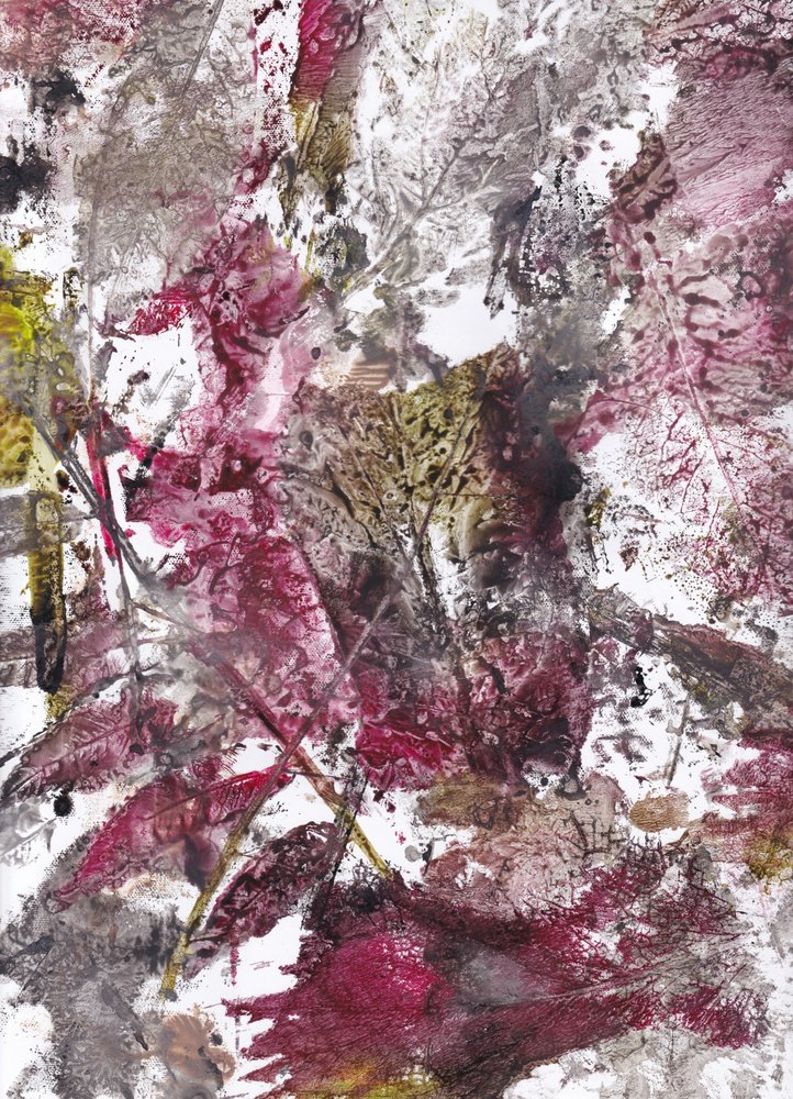 Crimson Botanical Imprints by Maira Ribena