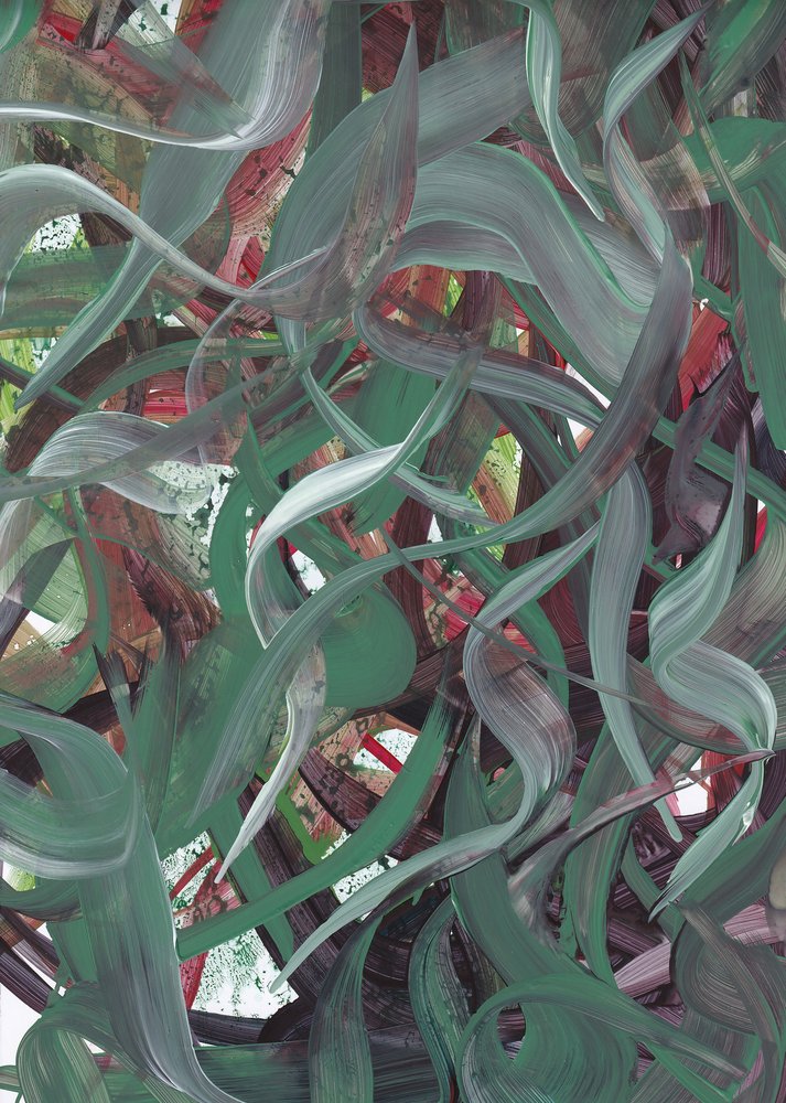 Flowing Green Abstract by Maira Ribena