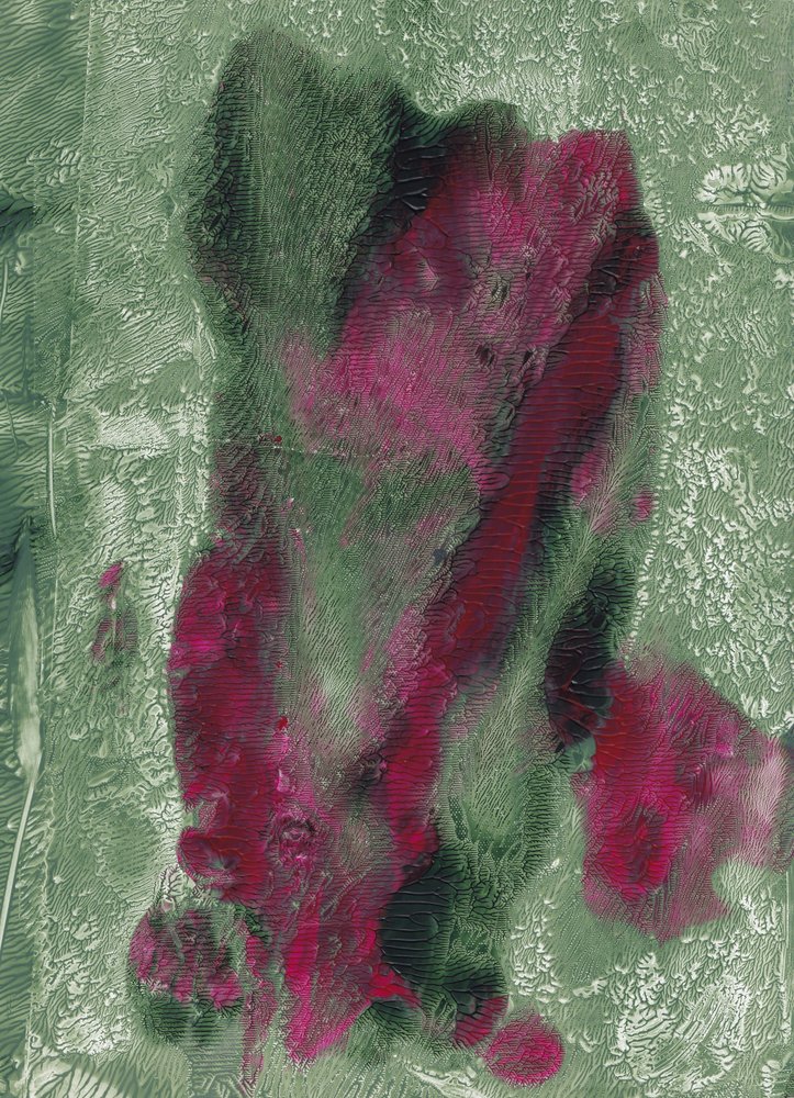 Vibrant Magenta Green Abstract by Maira Ribena