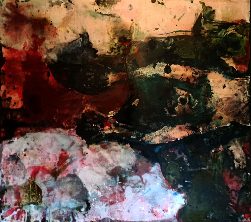 Deep Red Abstract Flow by Małgorzata Majerczyk