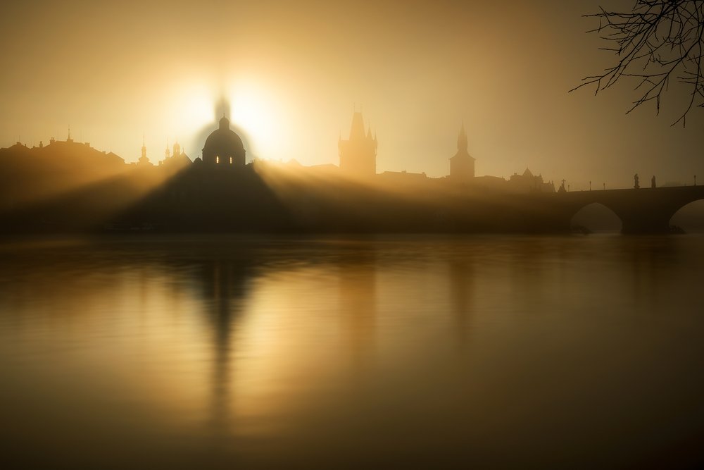 Golden Prague Morning Mist by Marek Kijevský