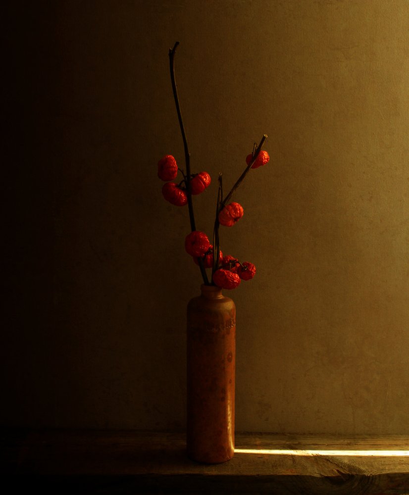Red Berries Still Life by Margaret Halaby