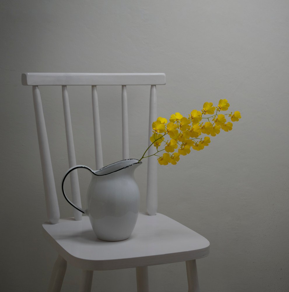 Bright Blooms White Chair by Margareth Perfoncio