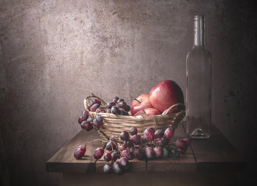 Grapes and Apples Still Life by Margareth Perfoncio