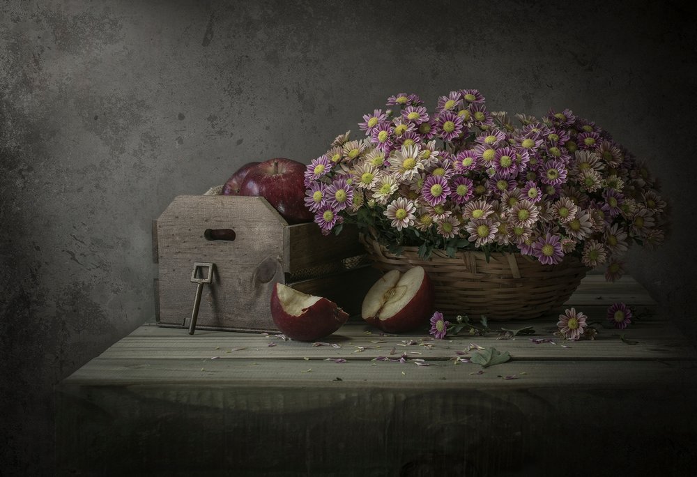 Moody Flowers and Apples by Margareth Perfoncio