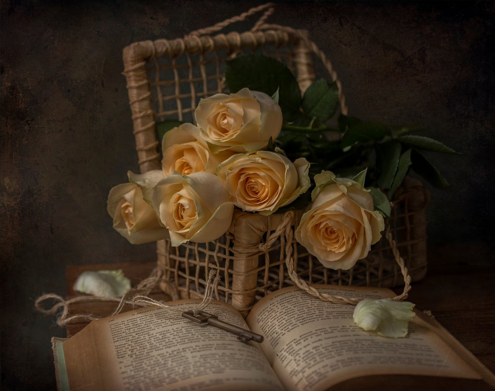Romantic Roses and Old Book von Margareth Perfoncio