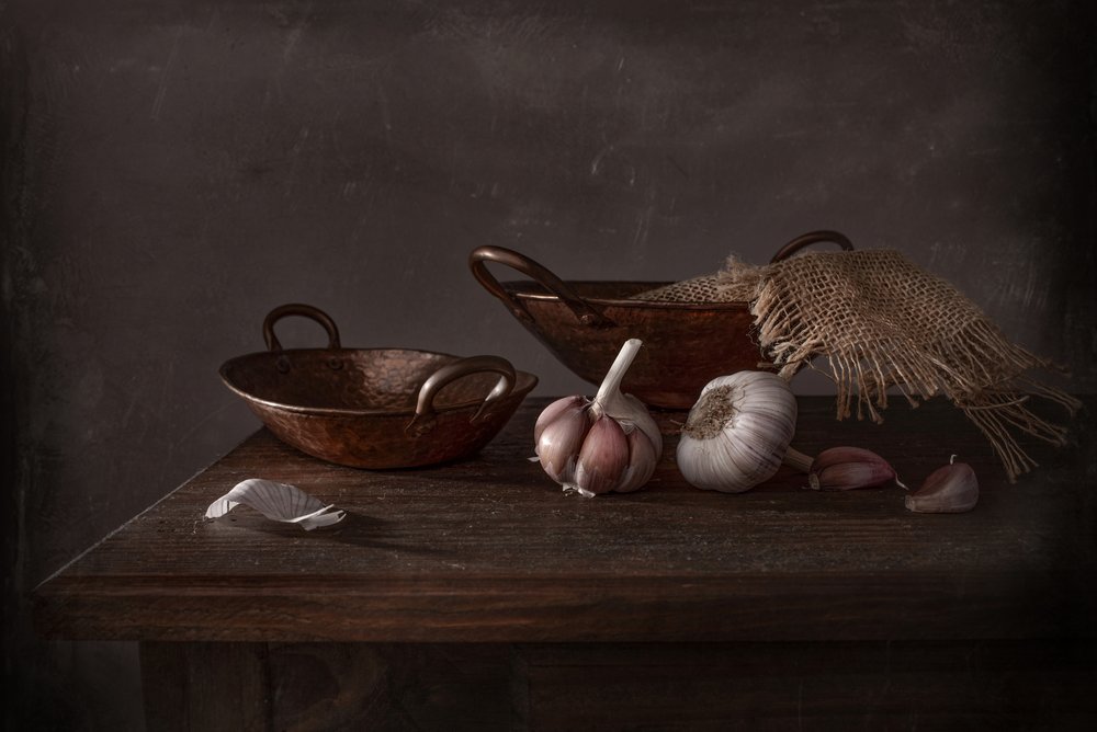 Rustic Garlic Still Life by Margareth Perfoncio