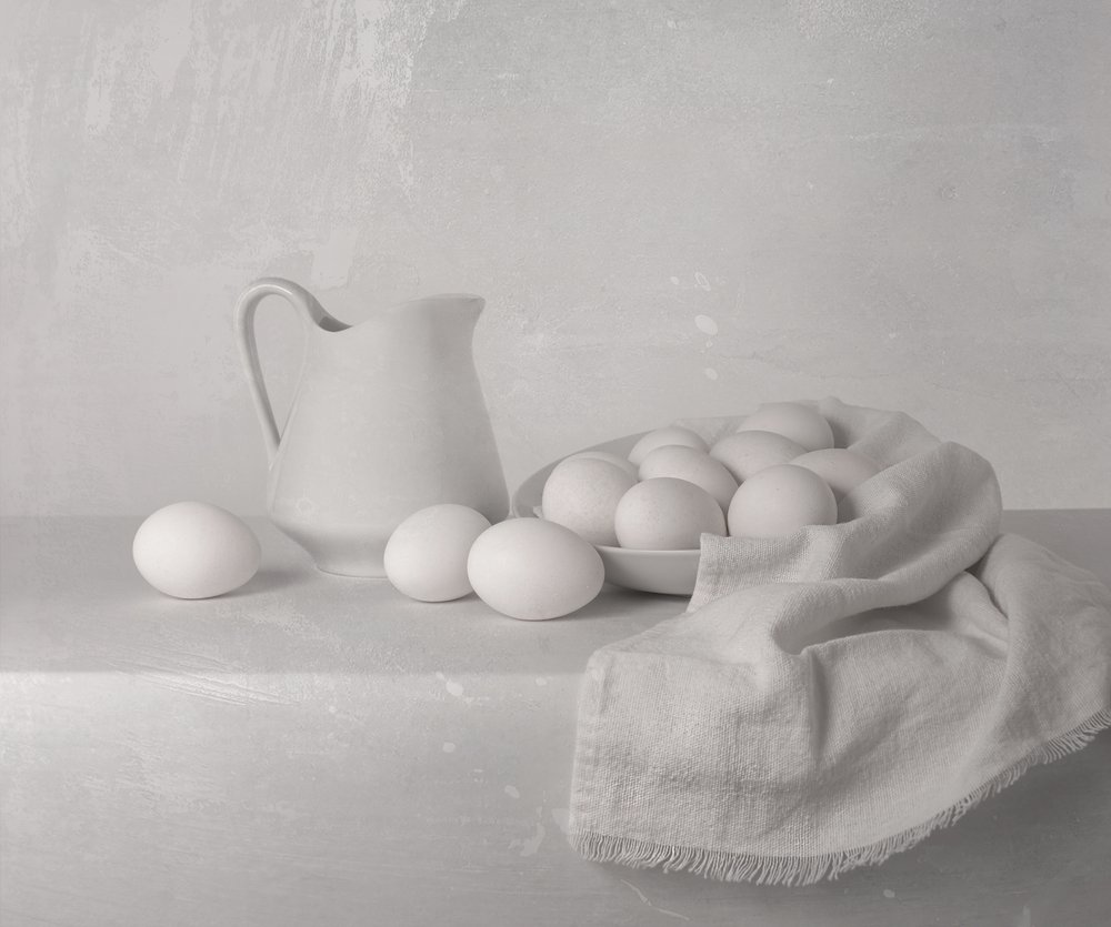 White Eggs and Pitcher by Margareth Perfoncio