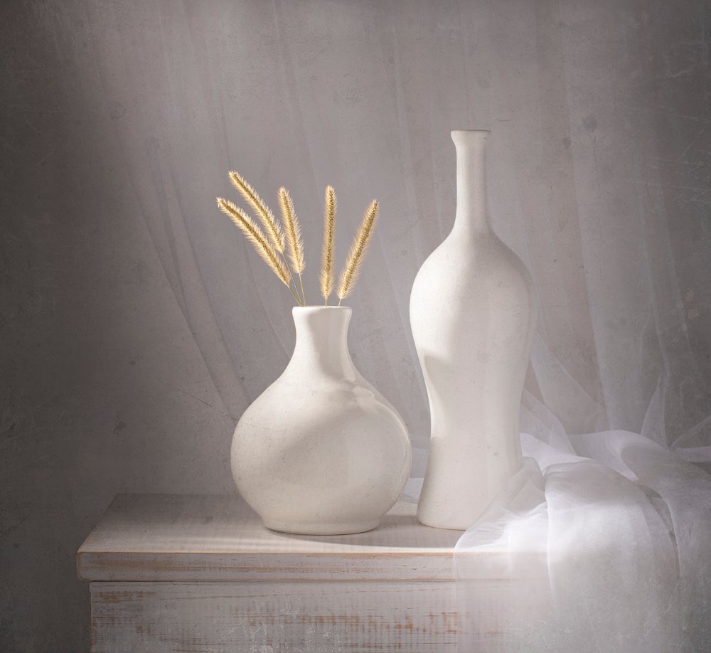 White Vases Soft Light by Margareth Perfoncio