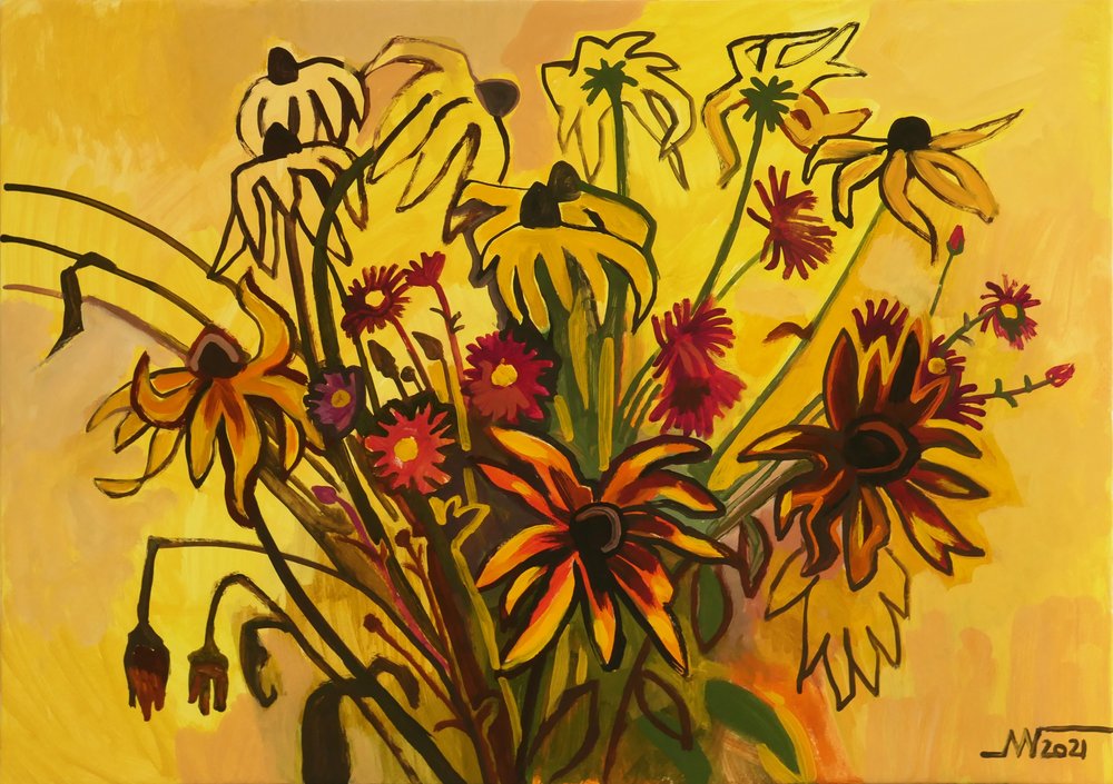 Golden Autumn Blooms by Marina Gorkaeva
