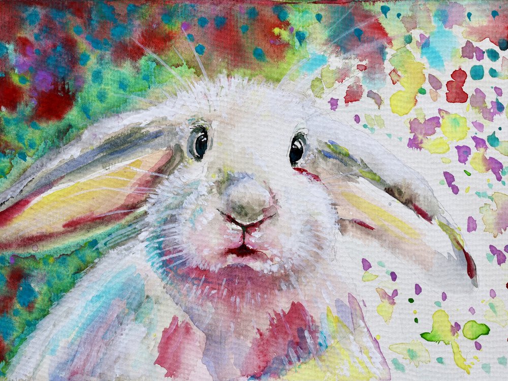 Colorful Whimsical Rabbit by Marina Kozyr