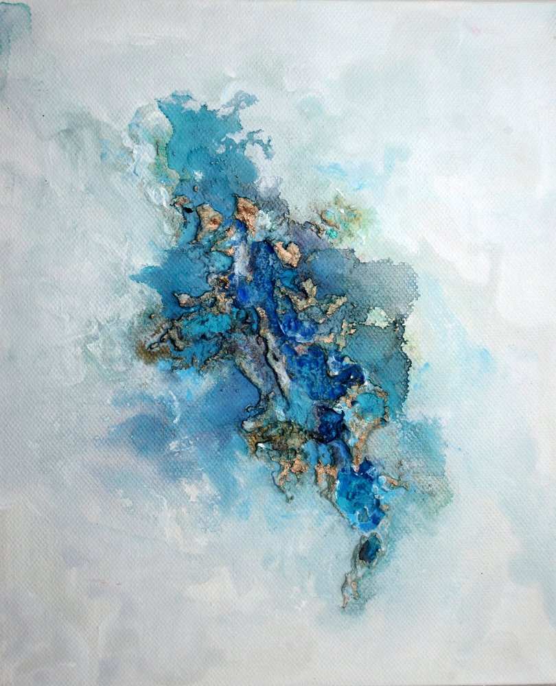Deep Blue Gold Abstract by Marina Nelson