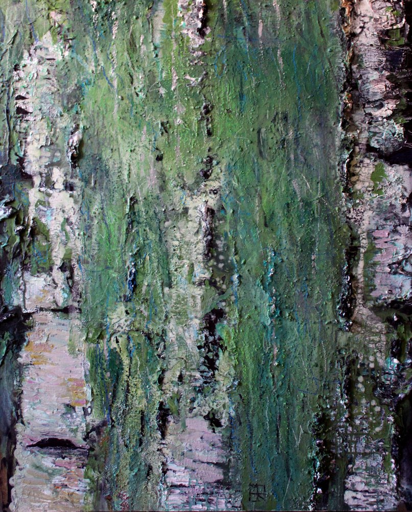 Green Mossy Birch Bark by Marina Nelson