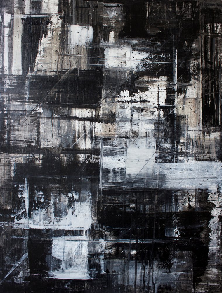 Textured Black White Abstract by Marloes Aerts