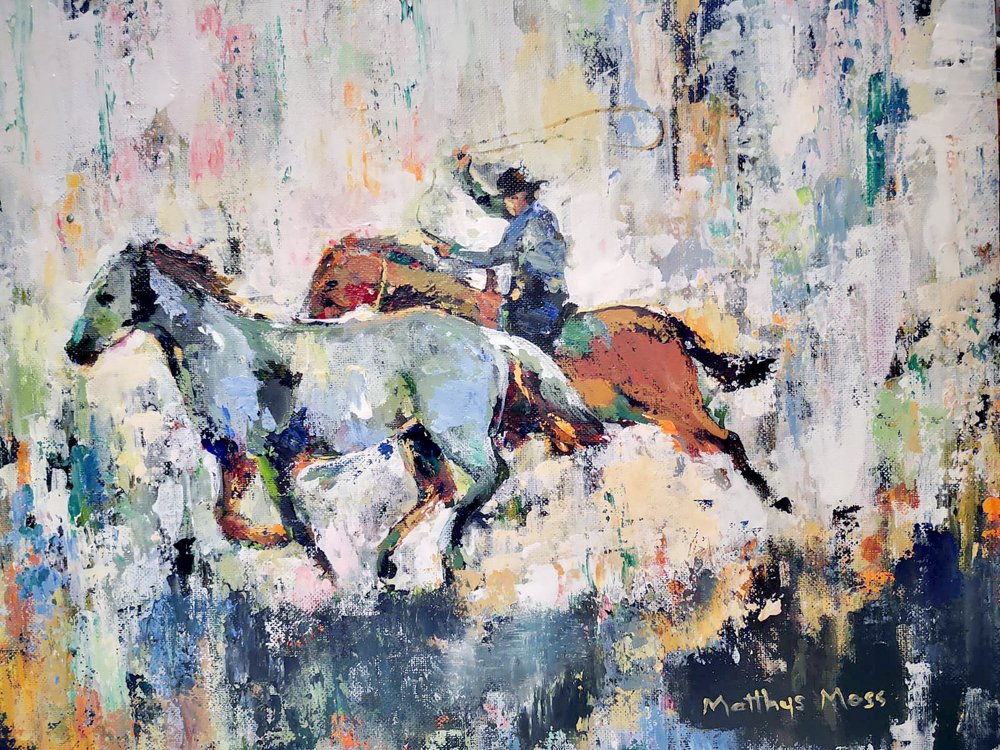 Cowboy Roping Gallop by Matthys Moss