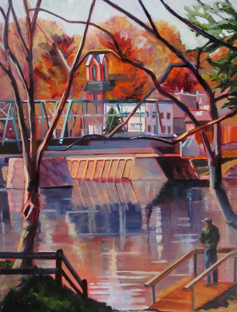 Autumn River Fisherman by Maxine Shore