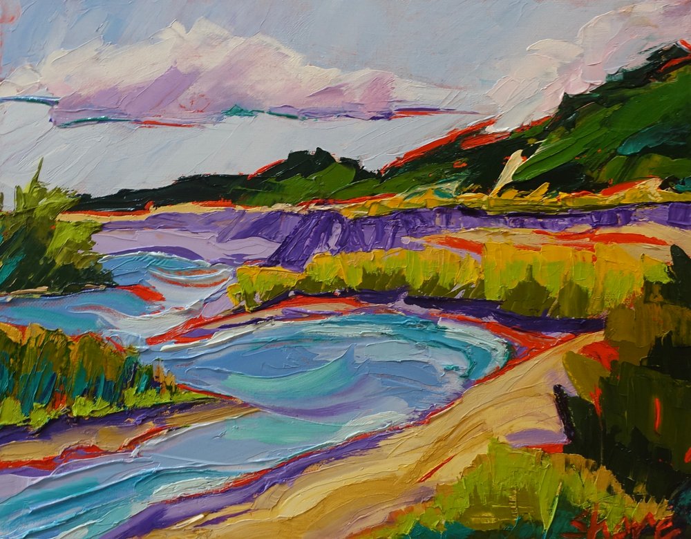 Vibrant River Landscape by Maxine Shore