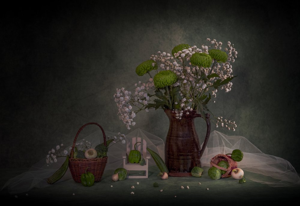 Rustic Green Still Life by May G