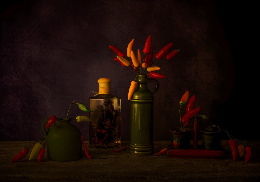 Vibrant Chili Still Life by May G