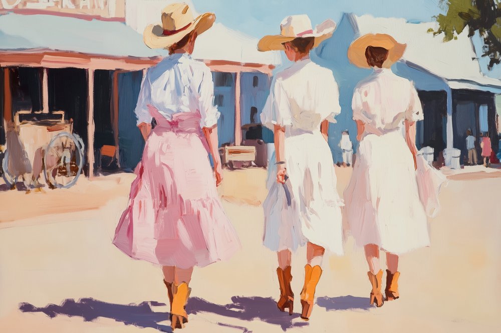 Western Town Stroll by Melloi Art Prints