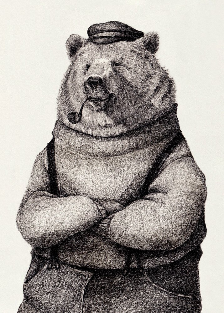 Bear In Vintage Attire by Mike Koubou