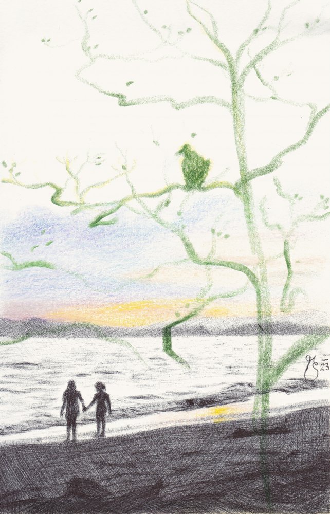 Green Tree Beach Sunset by Mirjam Schrei