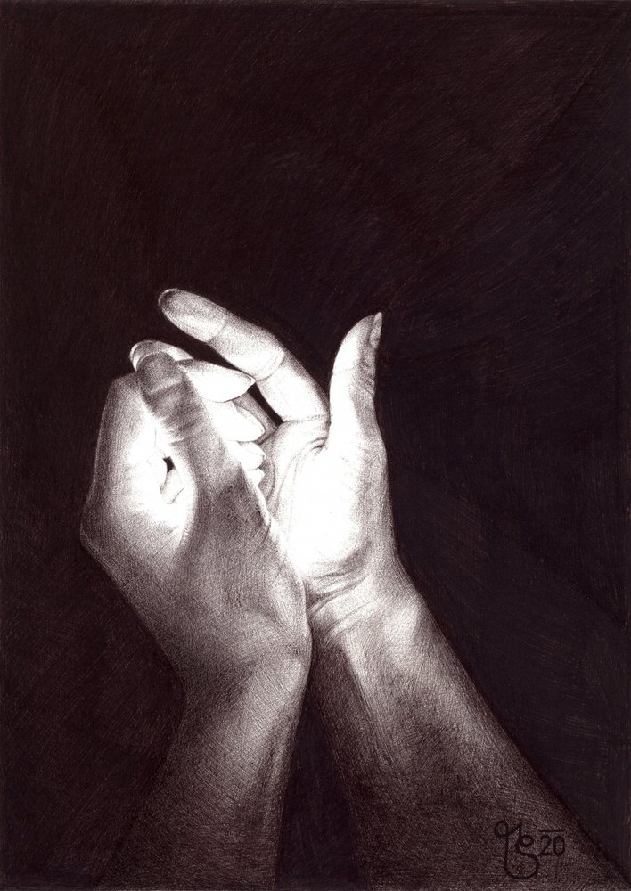 Hands Holding Light by Mirjam Schrei