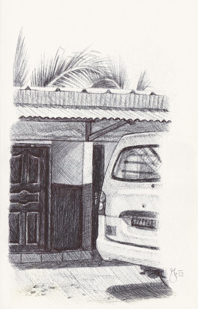 Shaded Car and Palms by Mirjam Schrei