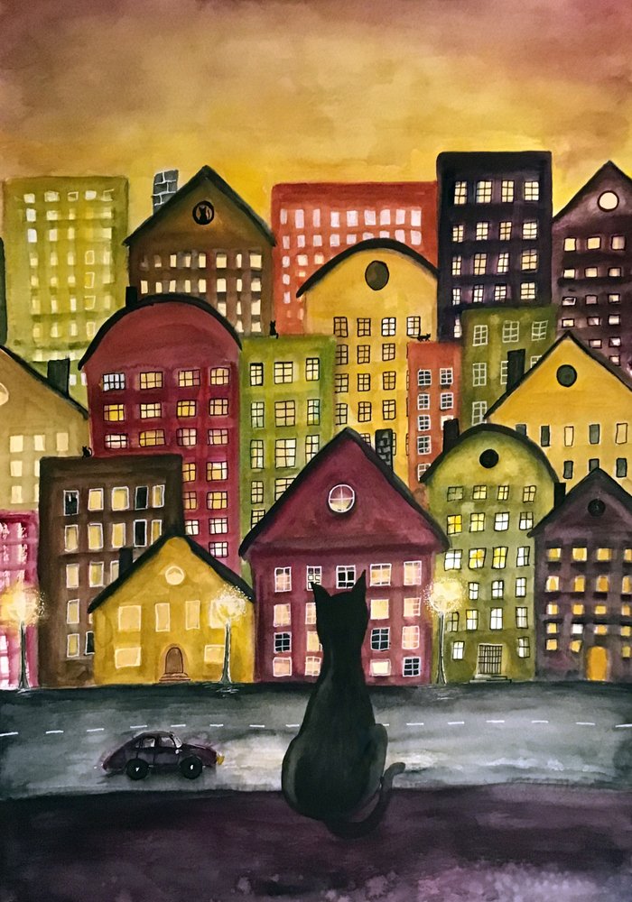 Night City Cat by Monica Lindblom